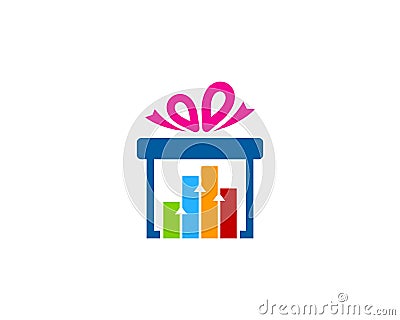 Stats Report Gift Icon Logo Design Element Vector Illustration