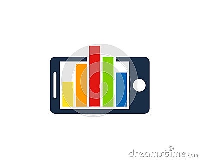 Stats Report Mobile Phone Icon Logo Design Element Vector Illustration