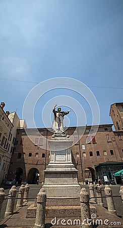 The Statua Di Girolamo Savonarola in the city of Ferrara in Italy Europe Stock Photo