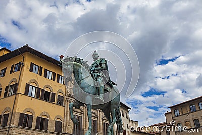 Statua equestre di Cosimo in Florence Stock Photo