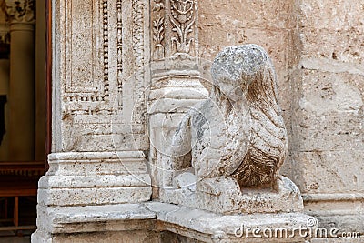 Statua of lione of Trinity Church called Mother Church of Manduria, Puglia, Italy Stock Photo