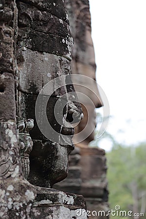 Statuary outside Bayon Temple in Angkor, Cambodia Stock Photo