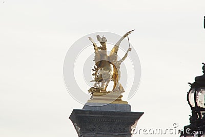 Statue above Pont Alexandre III Alexandre III Bridge Stock Photo