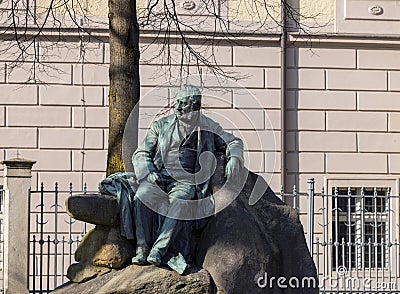 Statue of Adalbert Stifter, 19th century Austrian writer, poet and painter, Linz, Austria Editorial Stock Photo