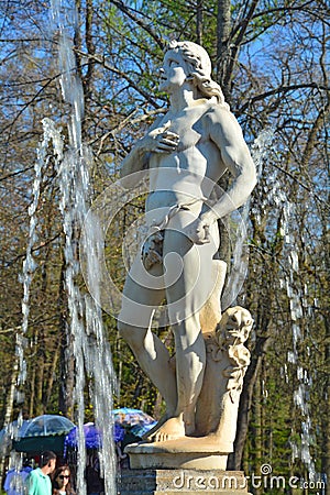 Statue of Adam in Peterhof, St. Petersburg, Russia Editorial Stock Photo