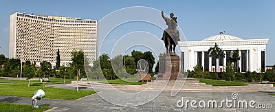 Statue of Amir Temur in Tashkent - Uzbekistan Editorial Stock Photo