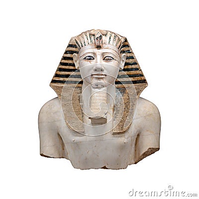 Statue of ancient Egytpiant pharaoh Thutmose III isolated Stock Photo