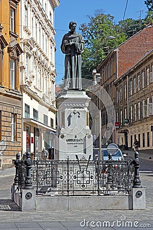 Statue of Andrija Kacic Miosic, Croatian poet Editorial Stock Photo