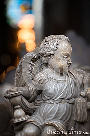 Statue of angel boy in church. Sweden, Europe Stock Photo