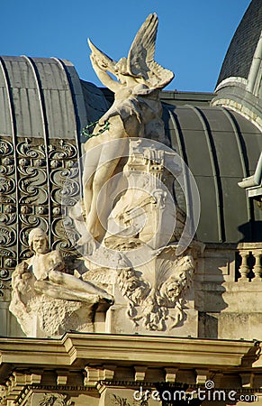 Statue of an angel on cathedral roof Stock Photo