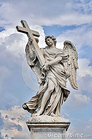 Statue of angel on Sant Angelo Bridge Stock Photo