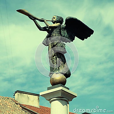 Statue of an angel at Uzupio, Vilnius, Lithuania. Stock Photo