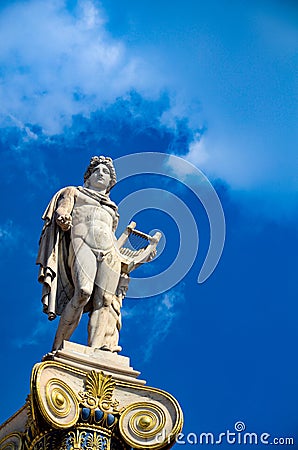 Statue of Apollo at the entrance of the Academy of Athens Editorial Stock Photo