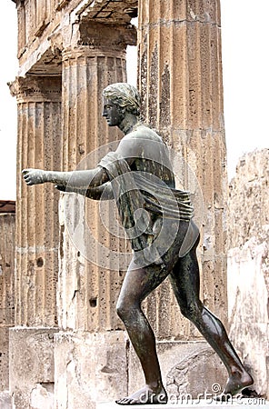 Statue of Apollo in the ruins of Pompei, Italy Stock Photo