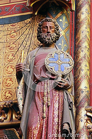 Statue of the Apostle, La Sainte Chapelle in Paris Stock Photo