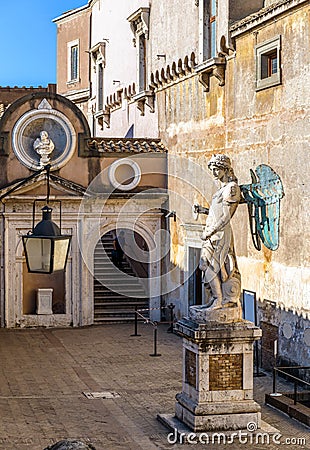 Statue of Archangel Michael in Castel Sant`Angelo, Rome, Italy Editorial Stock Photo