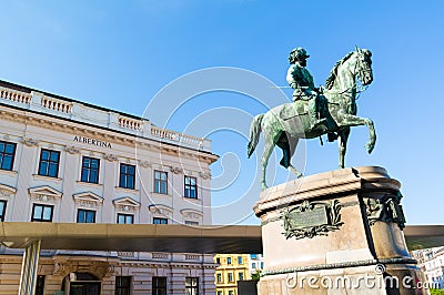 Statue of Archduke Albrecht outside Albertina Museum, Vienna Editorial Stock Photo