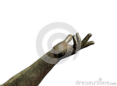statue with arm and hand extended upward Stock Photo