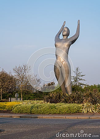 Statue of Athena at entrance to City Airport Editorial Stock Photo