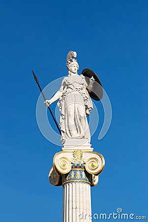 Statue of Athena in front of the Academy of Athens Stock Photo