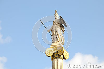 Statue of Athena in Street University, Athens Stock Photo