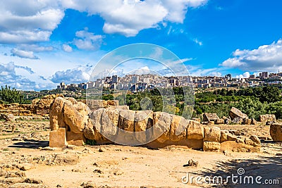 Statue of Atlas in the Temple of Olympian Zeus, Agrigento, Sicily, Italy Stock Photo