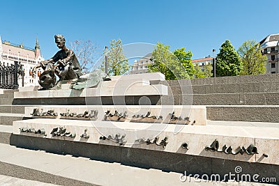 Statue of famous hungarian poet Attila Jozsef Editorial Stock Photo
