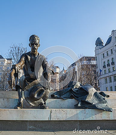 Statue of Attila Jozsef , Budapest. Editorial Stock Photo