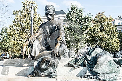 Attila JÃ³zsef memorial in Budapest Editorial Stock Photo