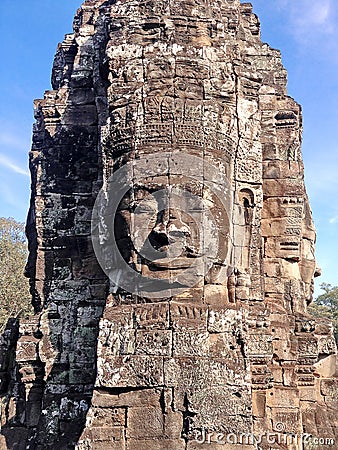 Statue Bayon Temple Angkor Thom Stock Photo