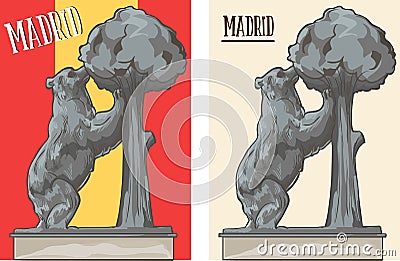 The Statue of the Bear and the Strawberry Tree stock illustration Vector Illustration