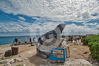 Statue of black iguana on isla Mujeres off the Mexico Cancun coast Editorial Stock Photo