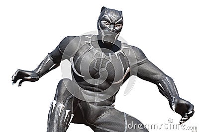 Statue of black panther superhero in disney paris Editorial Stock Photo