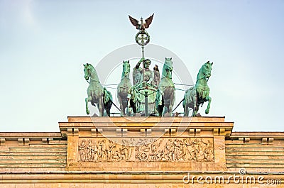 Statue on Brandenburg Gate, Berlin, Germany Stock Photo