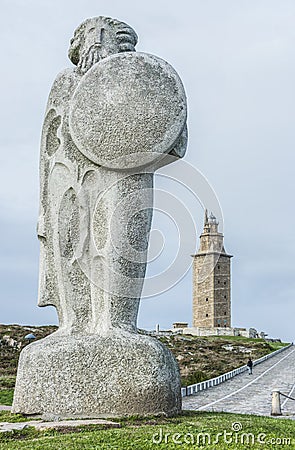 Statue of Breogan in A Coruna, Galicia, Spain. Stock Photo