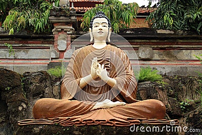 Statue of Buddha meditation at Buddhist Temple in Bali, Indonesia Stock Photo