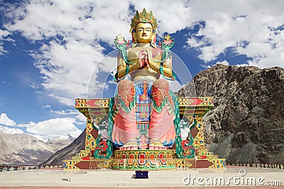 Statue of Buddha near Diskit Monastery in Nubra Valley, Ladakh, India Stock Photo