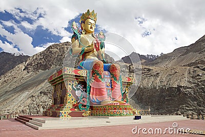 Statue of Buddha near Diskit Monastery in Nubra Valley, Ladakh, India Stock Photo
