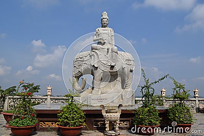 Statue of buddha riding elephant Stock Photo