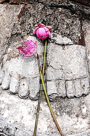 Statue of Buddha's feet Stock Photo