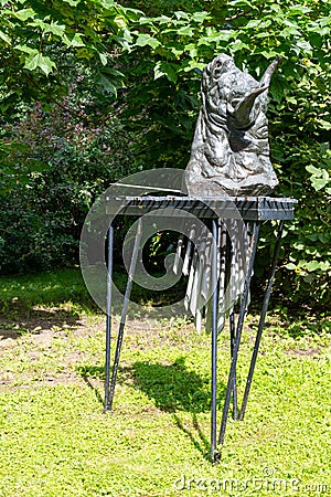 Statue of the Bull in the Governor`s Garden in Yaroslavl, Russia Editorial Stock Photo