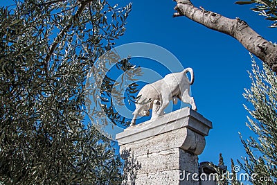 Statue of Bull in Kerameikos, the cemetery of ancient Athens in Greece Stock Photo