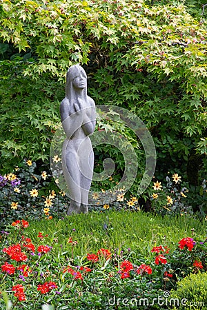 Statue in Butchart Gardens, Victoria, Canada Stock Photo