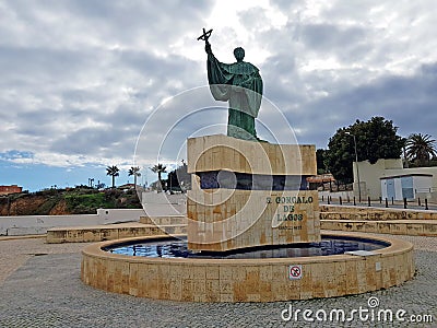 Statue from C. Goncalo de Lagos in Lagos Portugal Stock Photo