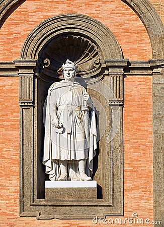 Statue of Carlo d`Angio in Palazzo Reale di Napoli, Italy. Stock Photo