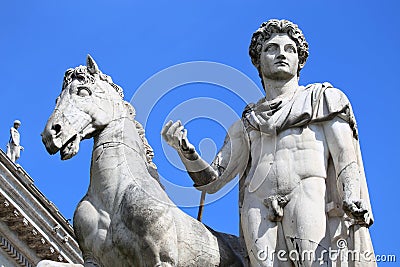 Statue of Castor in Rome, Italy Stock Photo