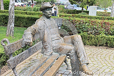 Statue in the center of the city of Ploiesti representing Ion Luca Caragiale Editorial Stock Photo