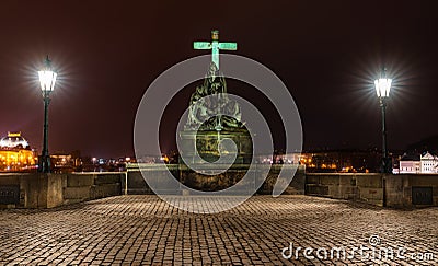 Statue of Charles bridge in Prague Editorial Stock Photo