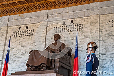 Statue of Chiang Kai-shek in the National Taiwan Democracy Memorial Hall Editorial Stock Photo