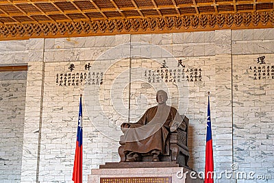 Statue of Chiang Kai-shek in the National Taiwan Democracy Memorial Hall Editorial Stock Photo